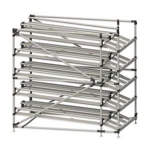 Flow rack with 5 levels made of round pipe
