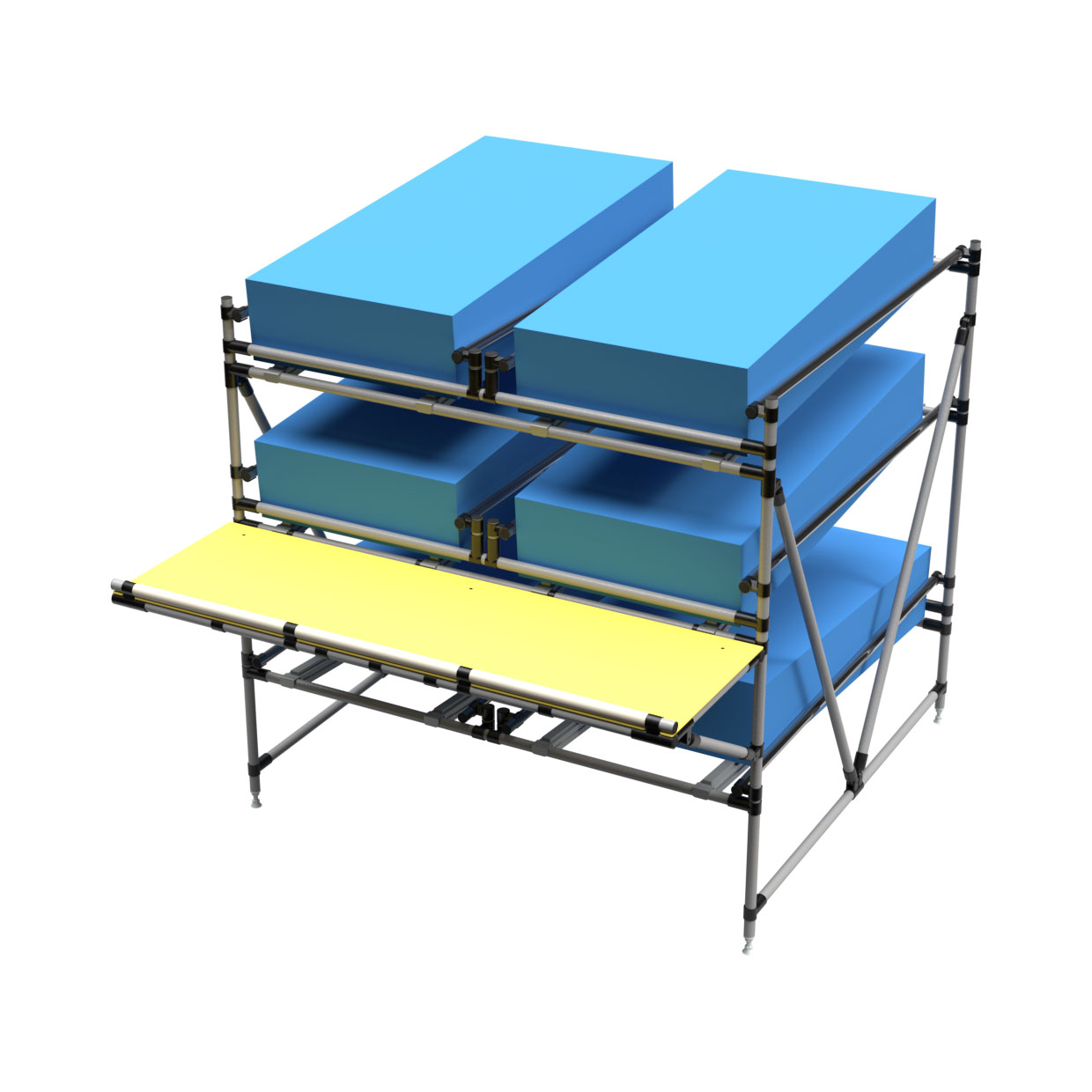 Rack system made of pipes and joints from BeeWaTec