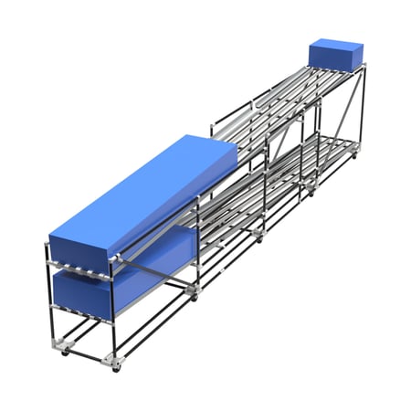 Simple BeeWaTec conveyor line from the standard pipe racking system with two tracks