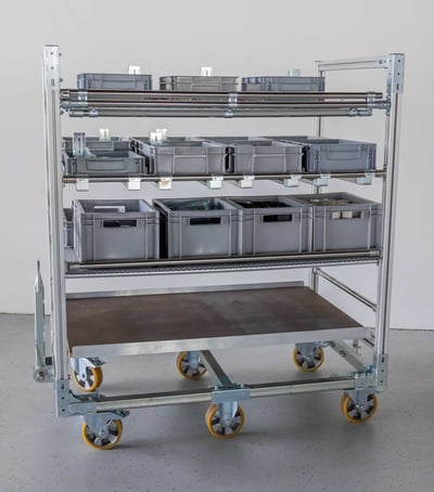 BeeWaTec transport trolley made of square profiles with 4 levels