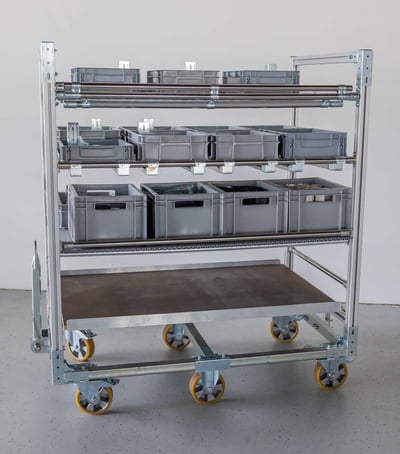 BeeWaTec transport trolley made of square profiles with 4 levels