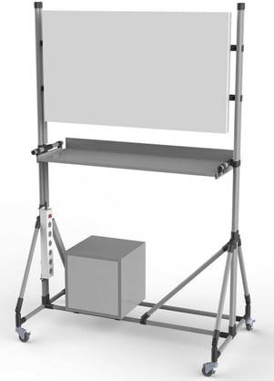 Mobil whiteboard (fehértábla) a G.S. ACE csővázas rendszeréből készült vázon