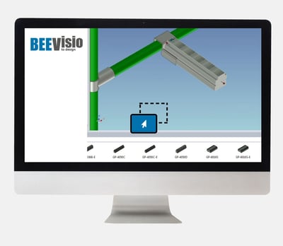 PC mockup with a preview of the BEEVisio 3D software from BeeWaTec