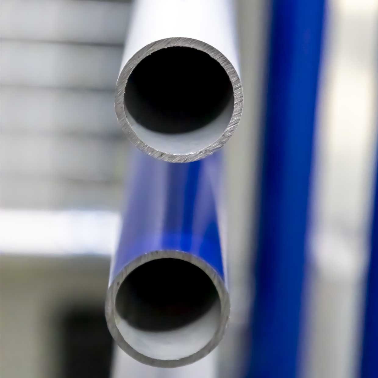Two ECCO steel tubes in profile with high-quality and extremely scratch-resistant powder coating