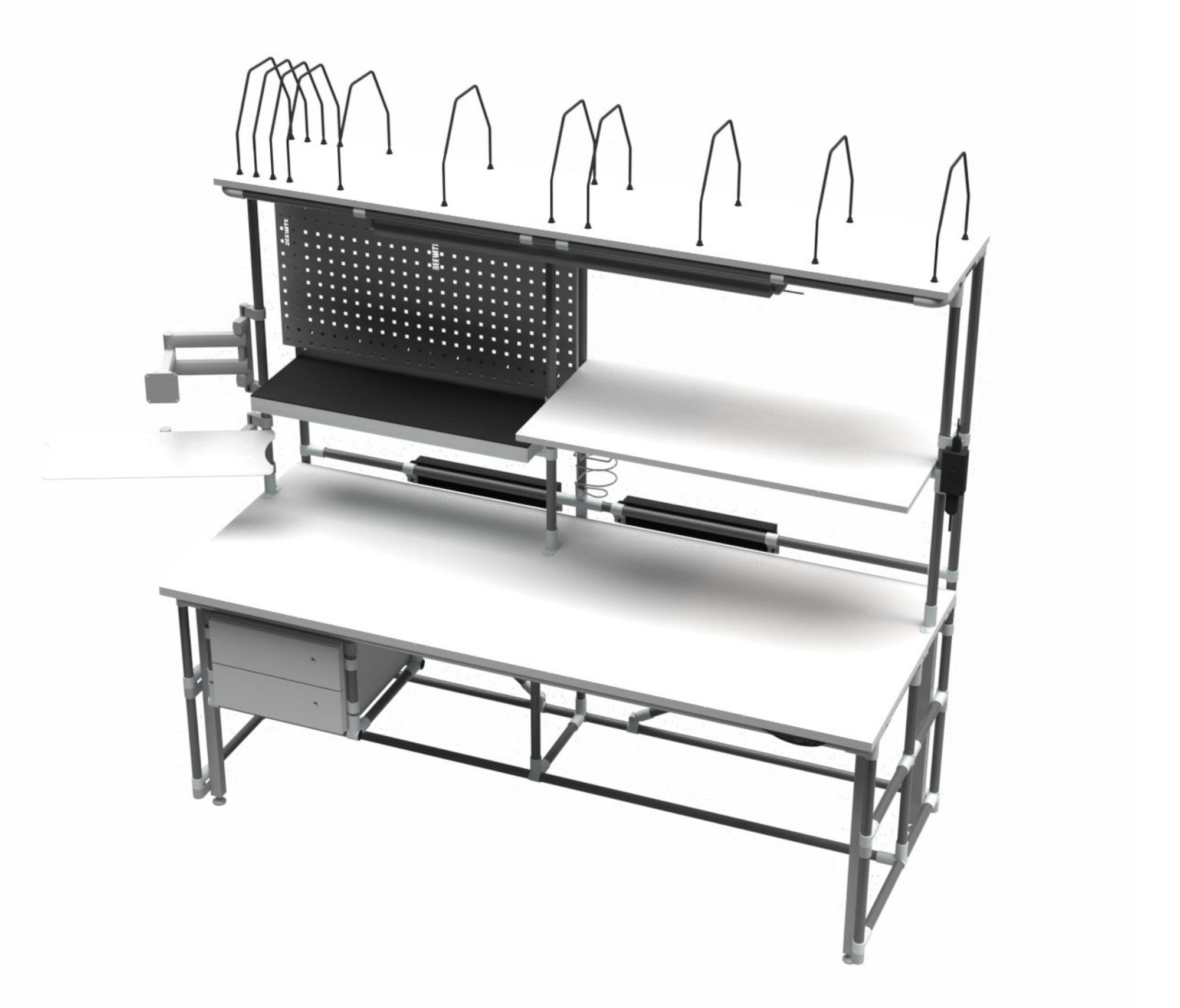 Packtisch (höhenverstellbar) mit Ablageflächen