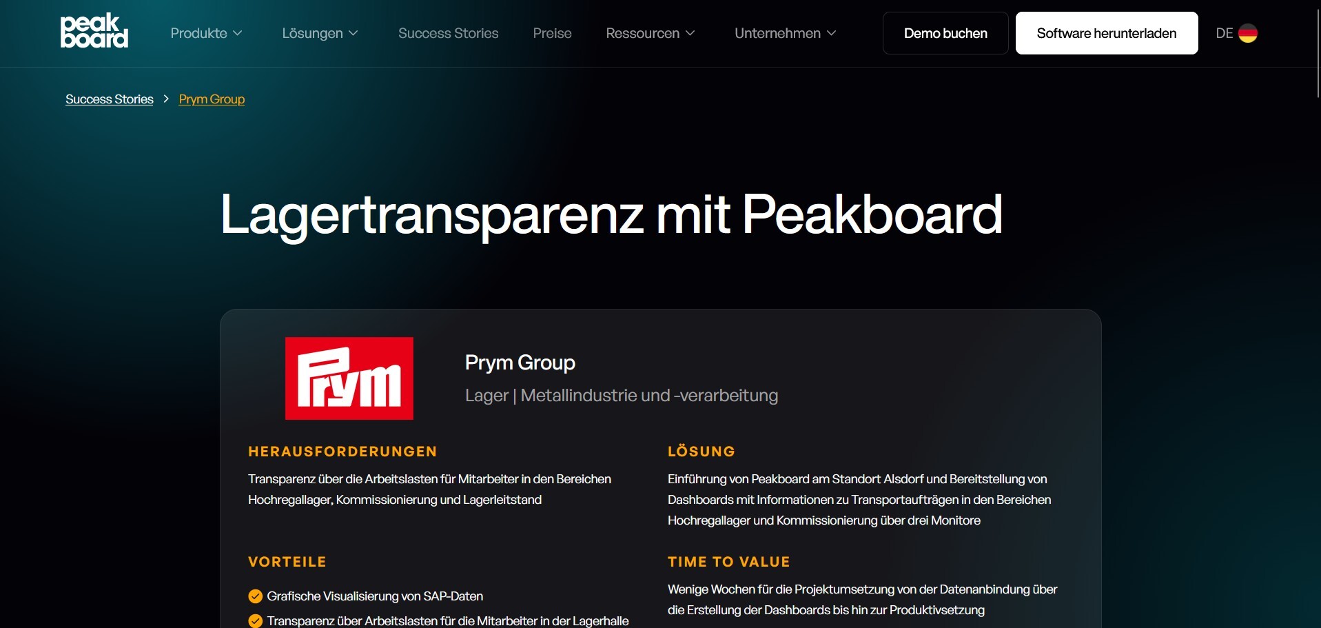 Prym Group – Case Stuy Peakboard