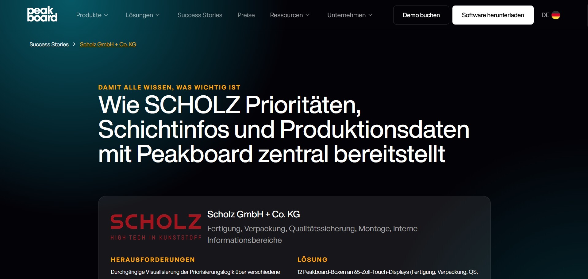 Případová studie SCHOLZ: Peakboard