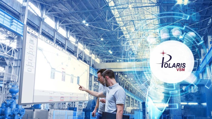Darstellung einer digitalen Produktion durch die Wertstrom-Software Polaris VSM
